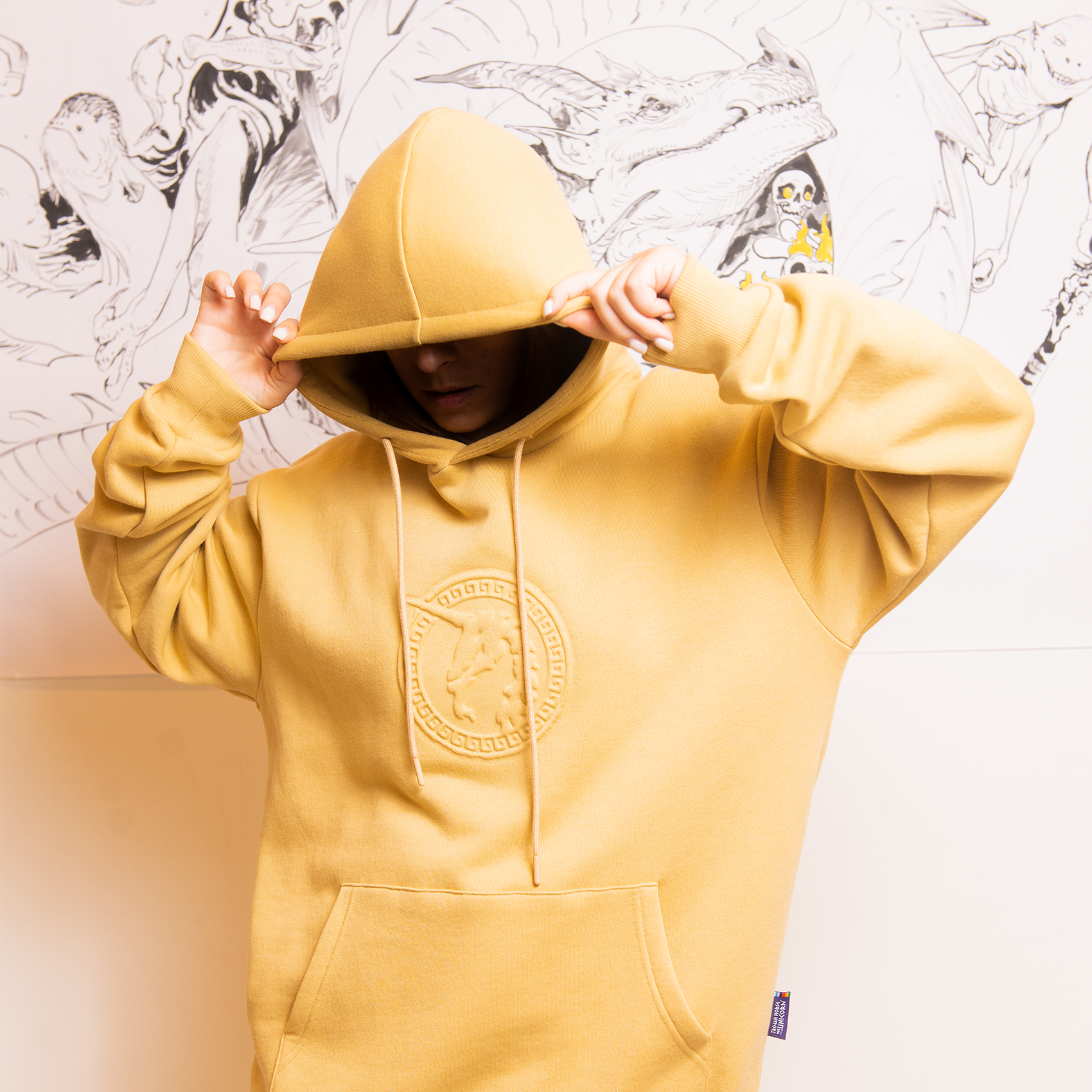 Mustard Yellow Hoodie - Unicorn Print