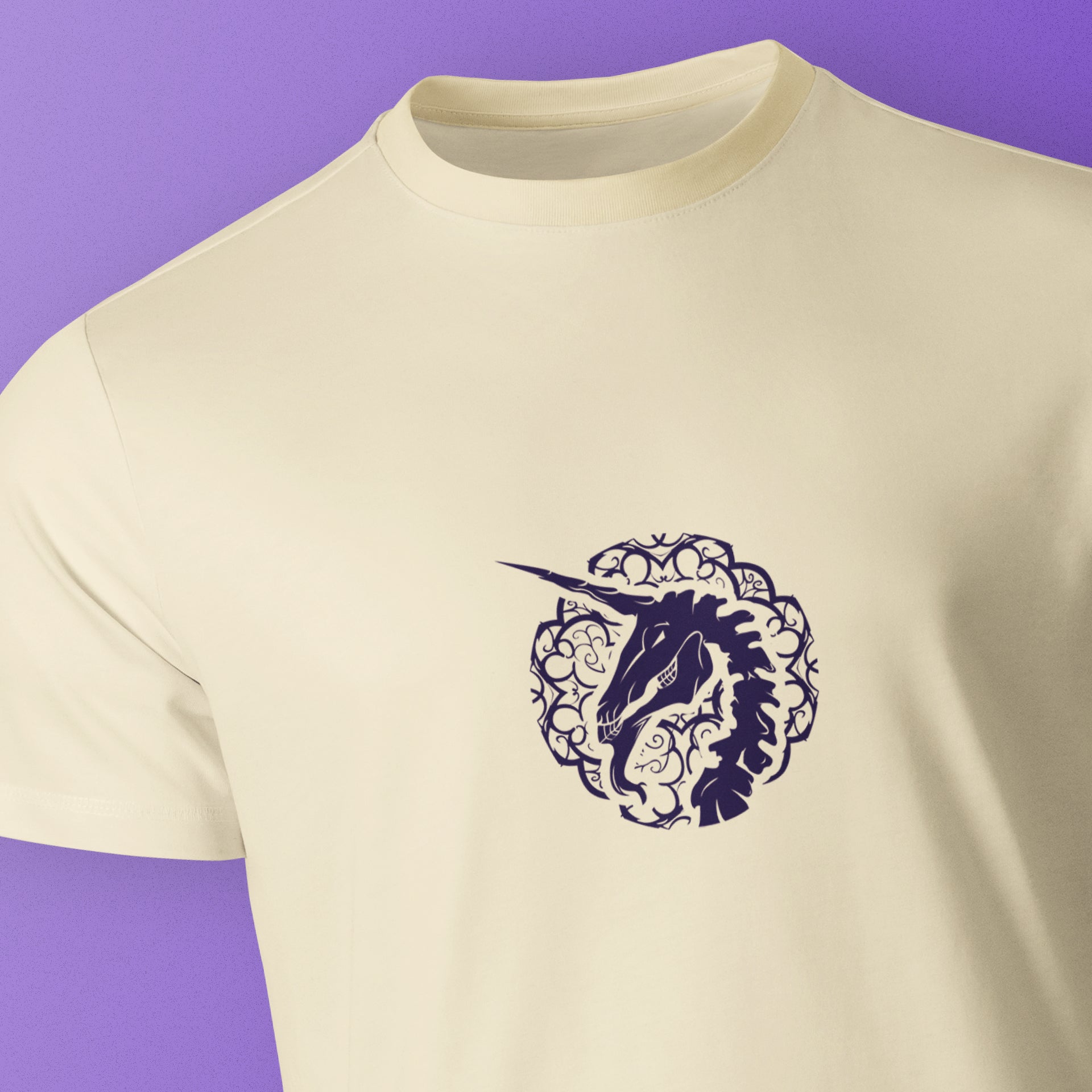 Cream T-shirt - Unicorn Print