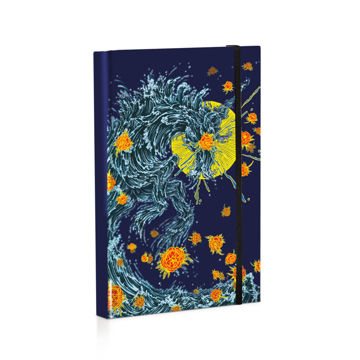 blue sketchbook with design done by artist Yuko Shimizu.