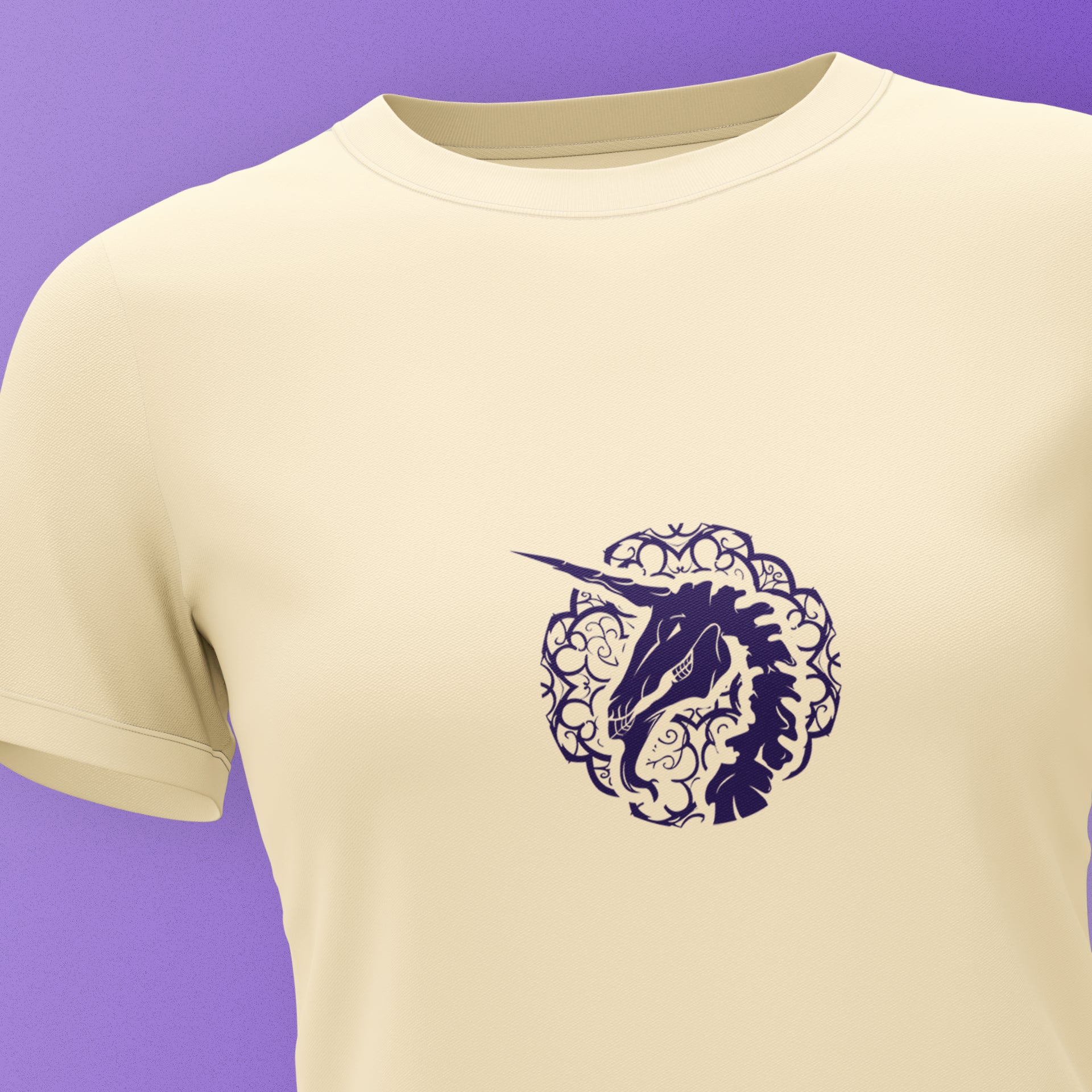 Woman Cream T-shirt - Unicorn Print