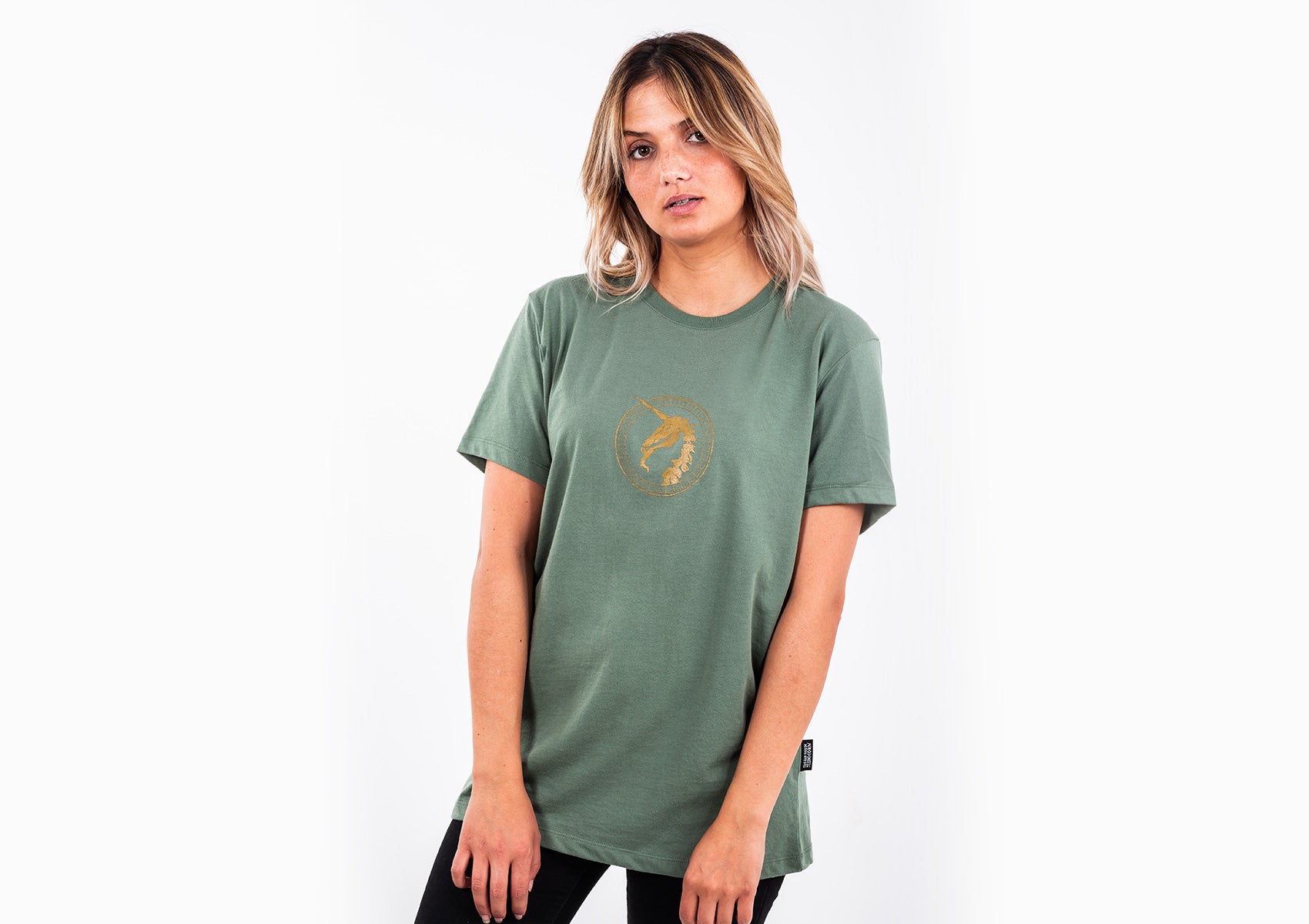 Military Green T-shirt - Unicorn Print