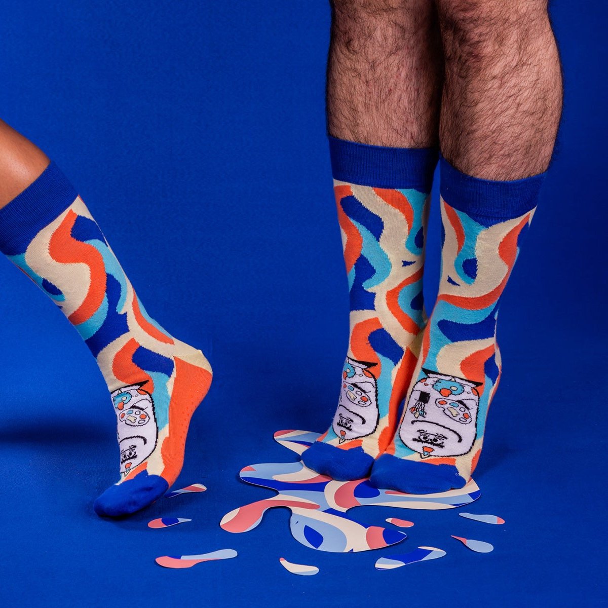 Artsy - Blue and Redorange Socks