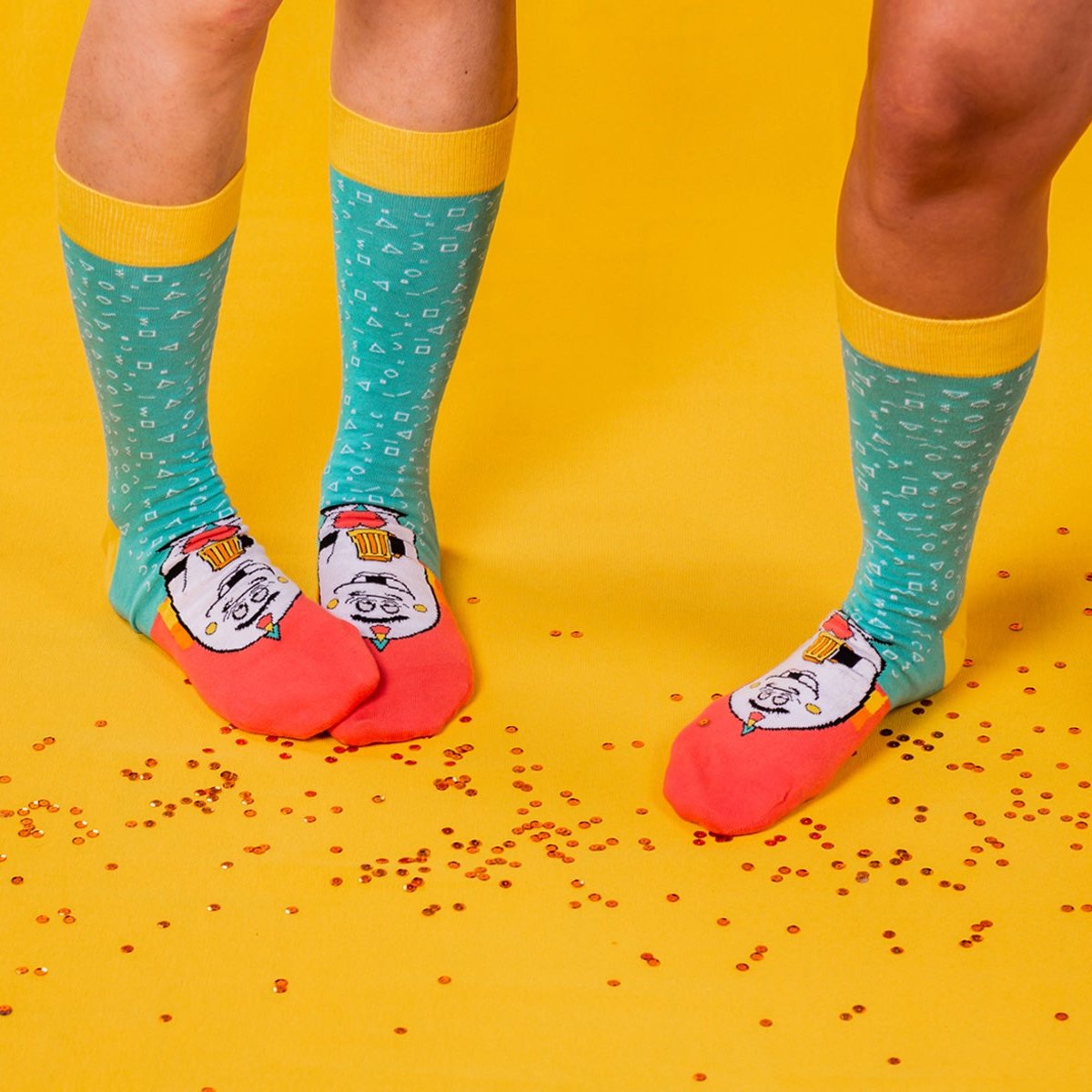 Party Animal - Blue turquoise and Salmon Socks