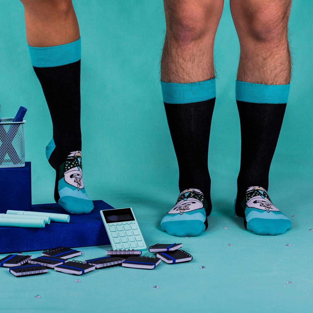 Smart - Black and Cyan Blue Socks