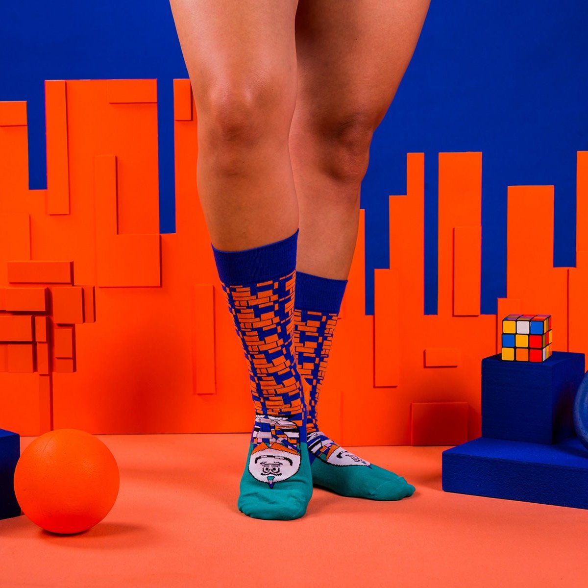 Wild - Orange and Cobalt Blue Socks